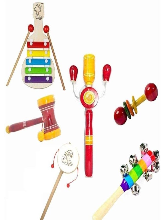 Little Mind Eco-Friendly Wooden Baby Rattle Set - 6 Piece Montessori Sensory Toys with Xylophone | Natural Teething Toys for Newborns 0-12 Months | Non-Toxic Infant Gift Set - Image 1